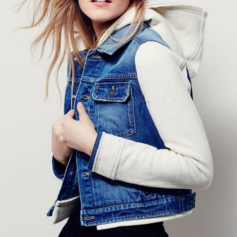 Free People Denim Knit Jacket